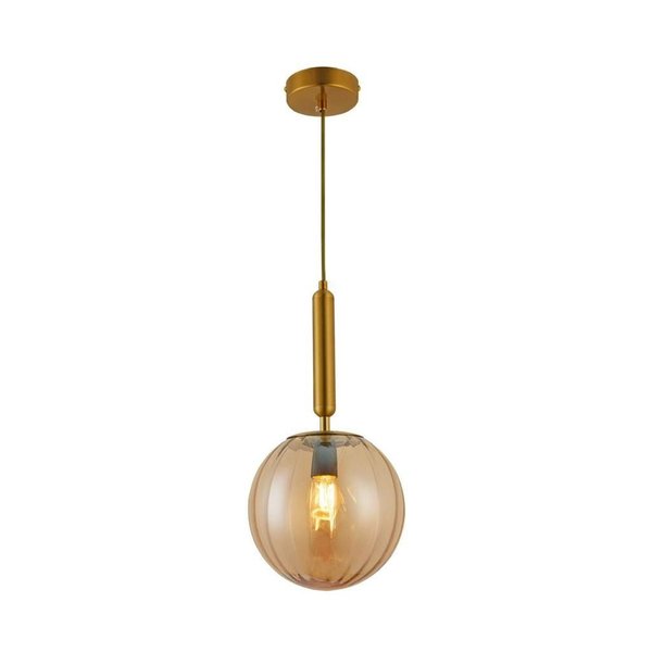 Pendente 20x35cm E27x1 Metal Vidro Champagne Cabo: 1,5m Sindora