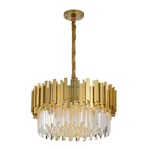 Lustre Fancy Ø60cm Dourado E Cristais K9 Transparentes 12xg9 Skylight