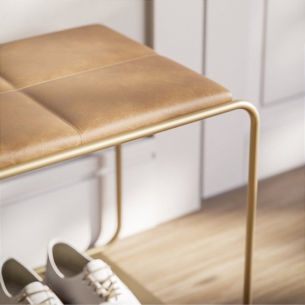 Banco Mônaco Couríssimo Caramelo Jequitibá Natural - Lampdecor