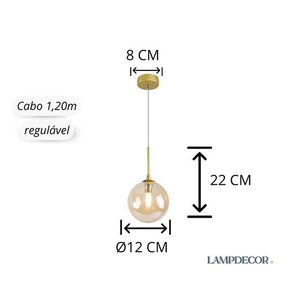 Pendente Mini Grape Ouro Âmbar Vidro ø12cm 1xG9 Starlux