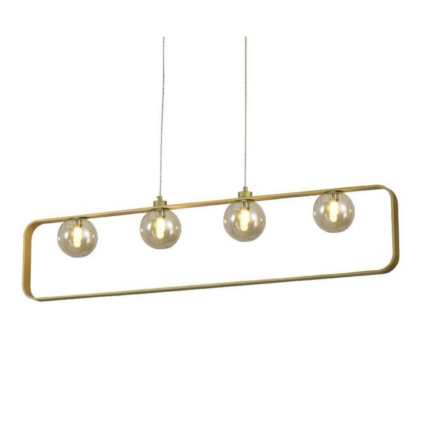 Pendente Aruna C100xl10xa20cm 4xg9 Ouro Fosco + Âmbar Starlux