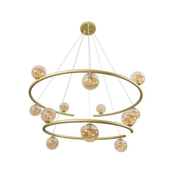 Pendente Grape ZR114-AGD Ouro Fosco + Âmbar ø90xH125CM 13xG9 Starlux